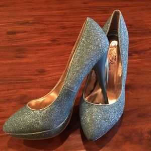 Glittery Blue Heels